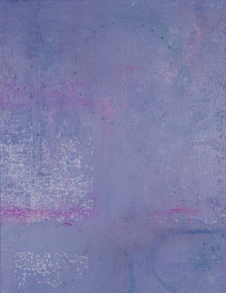 An abstract textured painting in shades of lavender, purple, and soft pink, filling the entire frame.